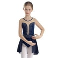 thumbnail image 1 of iiniim Kids Girls Figure Ice Skating Leotard Dress Sleeveless Gymnastics Ballroom Dancewear Navy Blue 14, 1 of 7