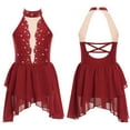 thumbnail image 1 of iiniim Kids Girls Figure Ice Skating Sparkle Sleeveless Gymnastics Leotard Ballet Lyrical Dance Dress Burgundy 16, 1 of 6