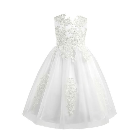 iiniim Kids Girls Floral Lace Wedding Birdesmaid Long Ball Gowns Birthday Party Fancy Dress up