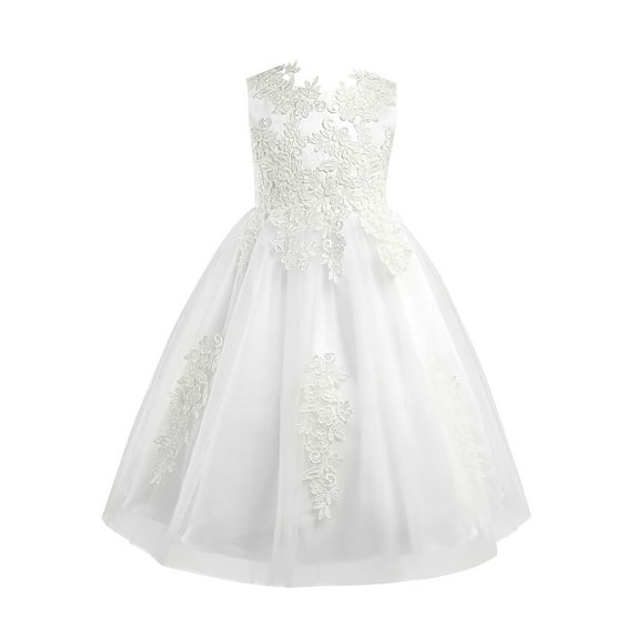 iiniim Kids Girls Floral Lace Wedding Birdesmaid Long Ball Gowns Birthday Party Fancy Dress up