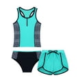 thumbnail image 1 of iiniim Kids Girls Floral Splice 3 Pcs Athletic Swimsuit Top+Brief+Bottoms Surfing Rash Guard Set 4-16 Mint Green 8, 1 of 7