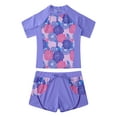 thumbnail image 1 of iiniim Kids Girls Flower Printed Tankini Set T-shirt with Swim Boyshort Rash Guard Swimsuit Bathing Suit Purple 4, 1 of 7