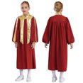 thumbnail image 1 of iiniim  Kids Girls Graduation Gown Color Block Stand Collar Long Sleeve Zipper Robe Dress Burgundy 16, 1 of 7