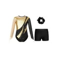 thumbnail image 1 of iiniim Kids Girls Gymnastics Bodysuit with Shorts Set Ballet Dance Leotard Matching Hair Scrunchie Tank Unitards Gold 8, 1 of 7