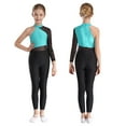 thumbnail image 1 of iiniim Kids Girls Gymnastics Leotard One Shoulder Figure Skating Jumpsuit Romper Footless Unitard Blue Green 8, 1 of 7