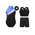 thumbnail image 1 of iiniim Kids Girls Gymnastics Sleeveless Leotard with Hair Band Cross Back Vest and Waistband Shorts Royal Blue 12, 1 of 7