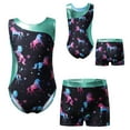 thumbnail image 1 of iiniim Kids Girls Gymnastics Yoga Dance Sport Sets Print Leotard and Shorts Dancewear Size 4-16 Dark Night 4, 1 of 7