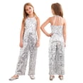 thumbnail image 1 of iiniim Kids Girls Halter Shiny Sequins Jazz Latin Dance Jumpsuit Sleeveless Romper Long Pants Silver 6, 1 of 7