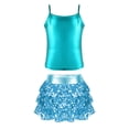 thumbnail image 1 of iiniim Kids Girls Hip Hop Jazz Modern Dance Clothes Camisole Tank Top with Seuqins Skirted Set A Blue Green 14, 1 of 7