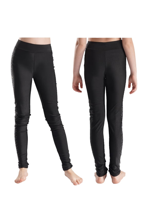 Kids Girls Ice Skating Tights Figure Skating Pants Skate Practice Leggings Competition Performance Size 6-16 A Black 6