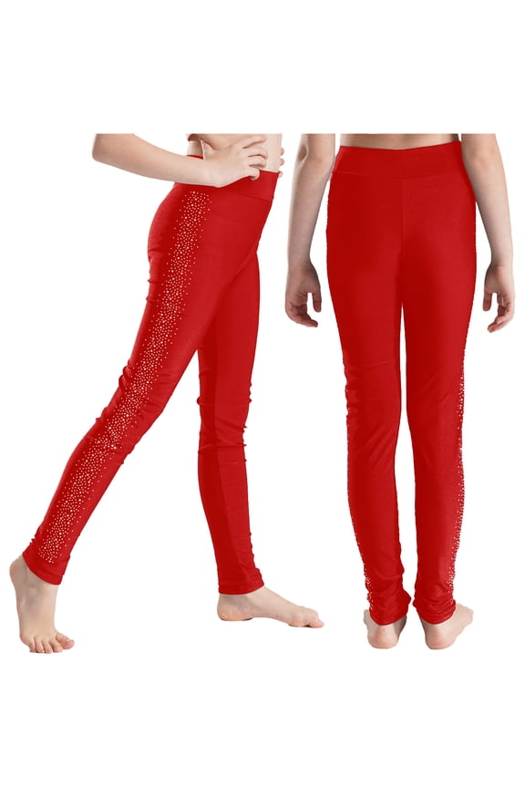 Kids Girls Ice Skating Tights Figure Skating Pants Skate Practice Leggings Competition Performance Size 6-16 Burgundy 6