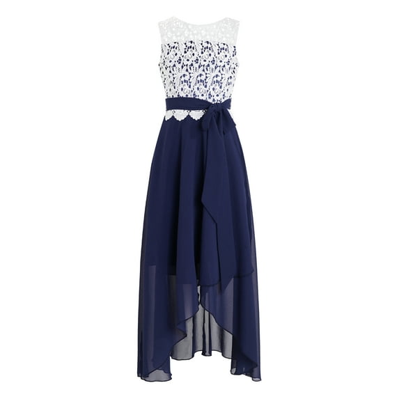 iiniim Kids Girls Lace Chiffon Bridesmaid Dress A-Line Knee-Length Romper Flower Girl Dress Size 4-14