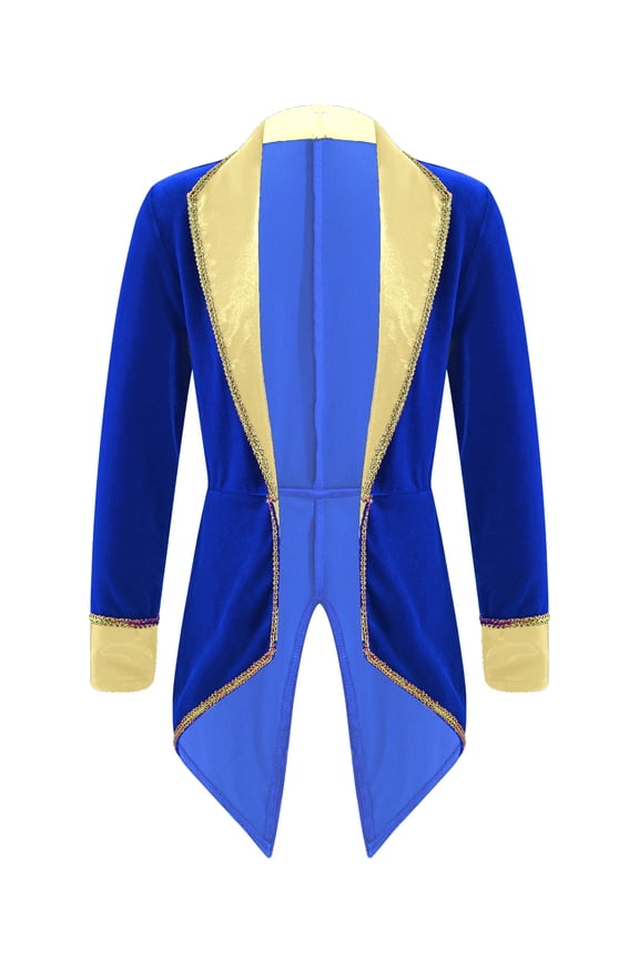Kids Girls Lapel Collar Long Sleeves Swallow-Tailed Tuxedo Coat for Party Performance Royal Blue 6