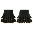 thumbnail image 1 of iiniim Kids Girls Latin Salsa Tango Dance Milk Silk Ruffle Skirt Ballroom Performance 5-16 Gold&Black 11-12, 1 of 7