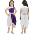 thumbnail image 1 of iiniim Kids Girls Liturgical Praise Dance Dress Color Block Sleeveless Asymmetrical Contemporary Dance Costume, 1 of 7