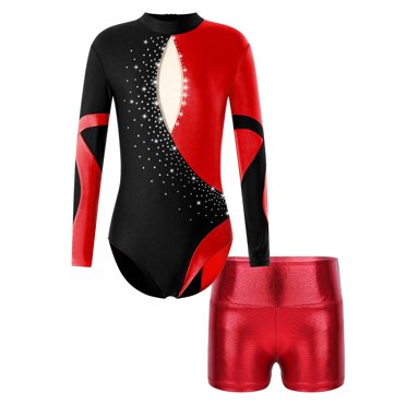 Girls Long Sleeve Ballet Leotard – Plain Microfiber Stretchy Dance Bodysuit