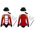thumbnail image 1 of iiniim Kids Girls Long Sleeve Lapel Leotard with Hat Wand Gloves Dress Up Outfits Size 4-16 A Red 12, 1 of 7