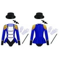 thumbnail image 1 of iiniim Kids Girls Long Sleeve Lapel Leotard with Hat Wand Gloves Dress Up Outfits Size 4-16 Royal Blue 6, 1 of 7