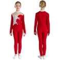 thumbnail image 1 of iiniim Kids Girls Long Sleeve Mesh Splice Unitard Jumpsuit Dancing Skating Gymnastics Bodysuit A Burgundy 8, 1 of 7