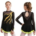 thumbnail image 1 of iiniim Kids Girls Long Sleeve Sequins Printing Ice Roller Figure Skating Dress Ballet Dancewear Size 6-16 Yellow 8, 1 of 7