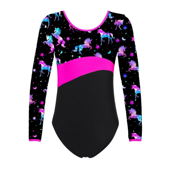 iiniim Kids Girls Long Sleeves Ballet Leotard Junior Criss Cross Back Gymnastics Dance Bodysuit Size 4-16 A Night Pegasus 12