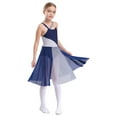 thumbnail image 1 of iiniim Kids Girls Lyrical Contemporary Dress Sleeveless Color Patchwork Leotard with Tulle Skirt Dance Costume, 1 of 7