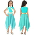 thumbnail image 1 of iiniim Girls Liturgical Praise Dance Dress Color Block Asymmetrical Worship Church Prayers Dancewear Turquoise 14, 1 of 7
