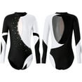 thumbnail image 1 of iiniim Kids Girls Metallic Long Sleeve Backless Dance Leotard with Diamond Printed Jumpsuit, 1 of 7