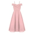 thumbnail image 1 of iiniim Kids Girls Off Shoulder Spaghetti Strap A-Line Chiffon Wedding Flower Girls Dress, 1 of 7
