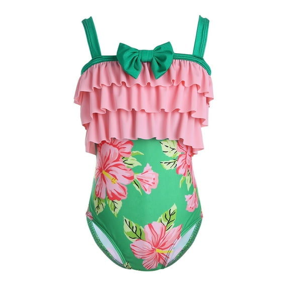 iiniim Kids Girls One-piece Camisole Swimsuit Ruffles Swimwear Princess Bathing Suit