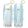 thumbnail image 1 of iiniim Kids Girls Party Dress Princess Robe with Gold Leaf Crown Headwear Light Blue 6, 1 of 6