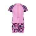 thumbnail image 1 of iiniim Kids Girls Rash Guard UPF 50+ Short Sleeve Shirt Boyshorts Swimsuit Floral Tankini Bikini Set, 1 of 7