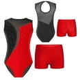 thumbnail image 1 of iiniim Kids Girls Rhinestone Sleeveless Gymnastics Leotard Ballet Dance Skating with Short Set Tracksuit 6-14 Red 14, 1 of 7