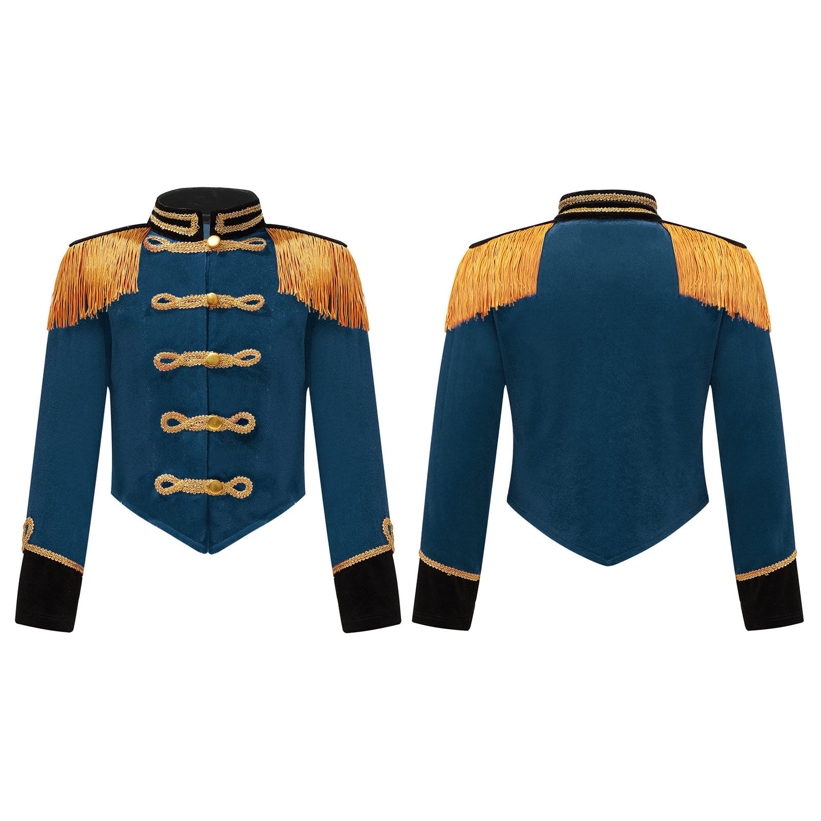 iiniim Kids Girls Ringmaster Circus Cosplay Halloween Costume Drummer Majorette Tassel Jacket