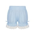 thumbnail image 1 of iiniim Kids Girls Ruffled Lace Hem Bloomer Shorts Breathable Safety Pants Blue 110, 1 of 7