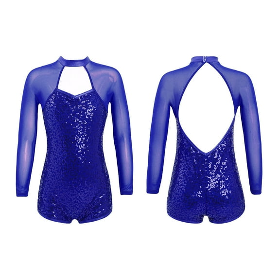 iiniim Kids Girls Sequin Sparkly Hollow Back Gymnastic Leotard Dancewear