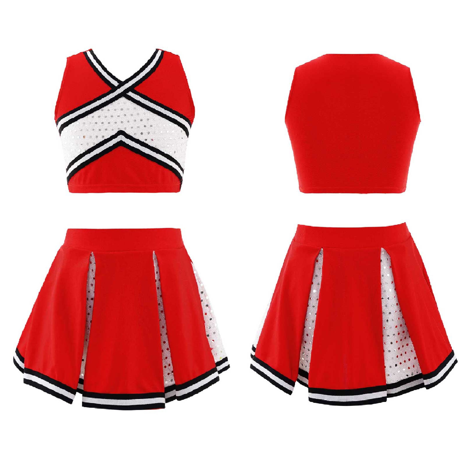 iiniim Kids Girls Sequined Cheerleading Uniform Tank Crop Top with ...