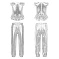 thumbnail image 1 of iiniim Kids Girls Sequins Jazz Hip Hop Dance Outfits Ruffle Sleeves Crop Top Shirts with Pants Set 6-16 Silver 10, 1 of 7