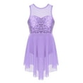 thumbnail image 1 of iiniim Kids Girls Sequins Lyrical Dance Skirt Sweetheart Criss-Cross Back Irregular Ballroom Dress Lavender 6, 1 of 7