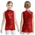 thumbnail image 1 of iiniim Kids Girls Sequins Sleeveless Short Jumpsuit Ballet Dance Biketard Gymnastics Leotard Unitard Red 16, 1 of 6