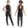 thumbnail image 1 of iiniim Kids Girls Shiny Full Body Unitard Rhinestone One Piece Leotard Sleeveless Gymnastics Dancewear Black 14, 1 of 7