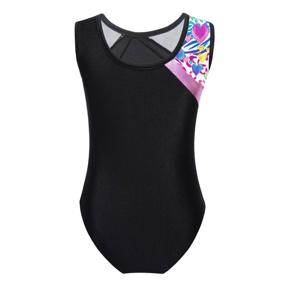 iiniim Kids Girls Shiny Metallic Gymnastics Leotard Dance Unitards Round Neck Bodysuit 4-14