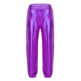 thumbnail image 1 of iiniim Kids Girls Shiny Metallic Jogger Dance Harem Pants Gymnastics Athletic Leggings Hip Hop Street Dancewear Purple 12, 1 of 7
