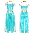 thumbnail image 1 of iiniim Kids Girls Shiny Sequins Princess Carnival Jumpsuit with Choker for Theme Party A Light Blue 10, 1 of 7