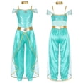 thumbnail image 1 of iiniim Kids Girls Shiny Sequins Princess Carnival Jumpsuit with Choker for Theme Party Light Green 16, 1 of 7