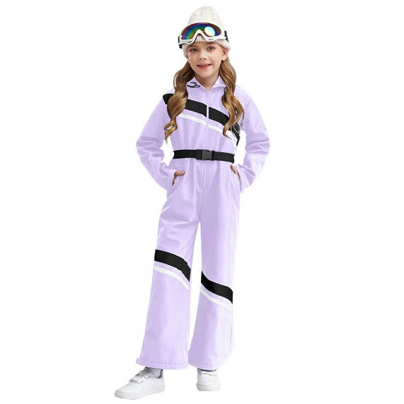 iiniim Kids Girls Ski Suits Winter Snow Jacket Coats Snowmobile Hooded Jumpsuit Snowboard Snowsuits Light Purple 6