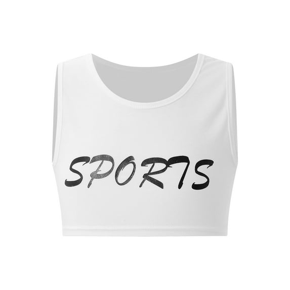 iiniim Kids Girls Sleeveless Athletic Crop Top Gymnastics Dance Racer Back Sports Bra Size 6-16 Black 10