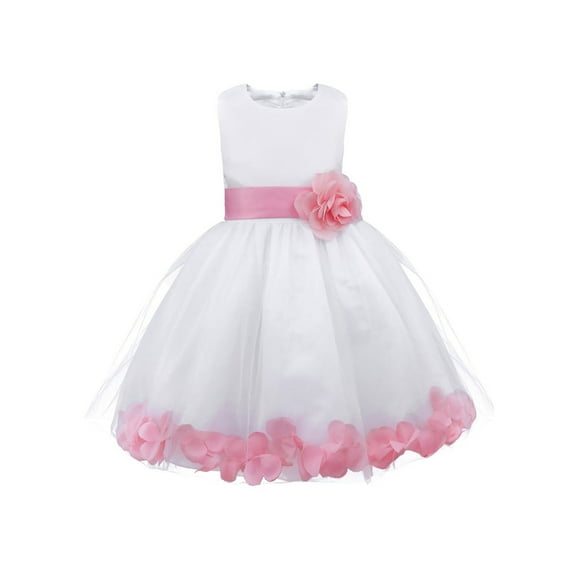 iiniim Kids Girls Sleeveless Flower Petals Tulle Dress Formal Elegant Wedding Party Size 2-14
