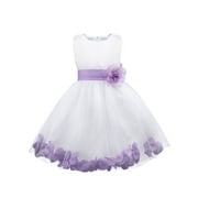 iiniim Kids Girls Sleeveless Flower Petals Tulle Dress Formal Elegant Wedding Party Size 2-14