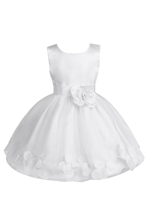 Kids Girls Sleeveless Flower Petals Tulle Dress Formal Elegant Wedding Party Size 2-14